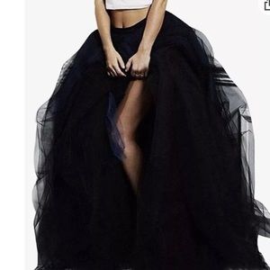 Black Tule Skirt with Leg Slit.